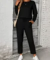 Kadın Uzun Kollu Yanları Nervurlu Viskon Iki Iplik Ve Pantolon Ikili Takım
