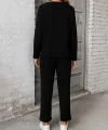 Kadın Uzun Kollu Yanları Nervurlu Viskon Iki Iplik Ve Pantolon Ikili Takım