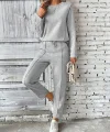 Kadın Uzun Kollu Yanları Nervurlu Viskon Iki Iplik Ve Pantolon Ikili Takım