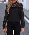 Kadın Uzun Kollu Yarı Balıkçı Yaka Dantelli Sandy Bluz