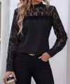 Kadın Uzun Kollu Yarı Balıkçı Yaka Dantelli Sandy Bluz