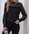 Kadın Uzun Kollu Yarı Balıkçı Yaka Dantelli Sandy Bluz