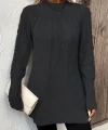 Kadın Uzun Kollu Yarı Balıkçı Yaka Triko Bluz