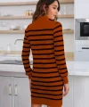 Kadın Uzun Kollu Yarım Balıkçı Yaka çizgilitriko Mini Boy Elbise (kemersiz)