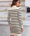 Kadın Uzun Kollu Yarım Balıkçı Yaka çizgilitriko Mini Boy Elbise (kemersiz)