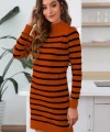 Kadın Uzun Kollu Yarım Balıkçı Yaka çizgilitriko Mini Boy Elbise (kemersiz)