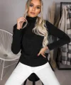 Kadın Uzun Kollu Yarım Balıkçı Yaka Omuzları Açık Bir Tarafı Yırtmaçlı Yumoş Bluz