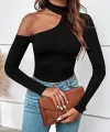 Kadın Uzun Kollu Yarım Balıkçı Yaka Omuzu Açık Kaşkorse Bluz