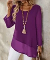 Kadın Uzun Kollu Yuvarlak Asimetrik Detaylı şifon Bluz