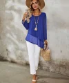 Kadın Uzun Kollu Yuvarlak Asimetrik Detaylı şifon Bluz