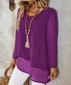 Kadın Uzun Kollu Yuvarlak Asimetrik Detaylı şifon Bluz