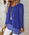 Kadın Uzun Kollu Yuvarlak Asimetrik Detaylı şifon Bluz