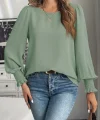 Kadın Uzun Kollu Yuvarlak Yaka Aerobin Bluz