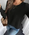 Kadın Uzun Kollu Yuvarlak Yaka Aerobin Bluz