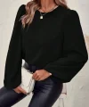 Kadın Uzun Kollu Yuvarlak Yaka Arkadan Bağcıklı Salaş Ithal Krep Bluz
