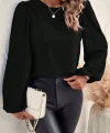 Kadın Uzun Kollu Yuvarlak Yaka Arkadan Bağcıklı Salaş Ithal Krep Bluz
