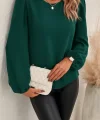 Kadın Uzun Kollu Yuvarlak Yaka Arkadan Bağcıklı Salaş Ithal Krep Bluz
