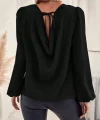 Kadın Uzun Kollu Yuvarlak Yaka Arkadan Bağcıklı Salaş Ithal Krep Bluz