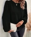 Kadın Uzun Kollu Yuvarlak Yaka Arkadan Bağcıklı Salaş Ithal Krep Bluz