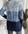 Kadın Uzun Kollu Yuvarlak Yaka Baskılı Düğme Detay Süprem Bluz
