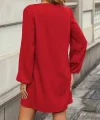 Kadın Uzun Kollu Yuvarlak Yaka Mini Ithal Krep Elbise