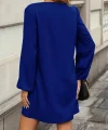 Kadın Uzun Kollu Yuvarlak Yaka Mini Ithal Krep Elbise