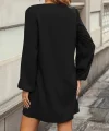 Kadın Uzun Kollu Yuvarlak Yaka Mini Ithal Krep Elbise