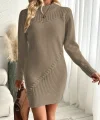 Kadın Uzun Kollu Yuvarlak Yaka Mini Triko Elbise