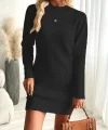 Kadın Uzun Kollu Yuvarlak Yaka Mini Triko Elbise