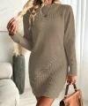 Kadın Uzun Kollu Yuvarlak Yaka Mini Triko Elbise