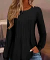 Kadın Uzun Kollu Yuvarlak Yaka Nervürlü Bluz