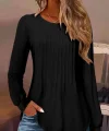 Kadın Uzun Kollu Yuvarlak Yaka Nervürlü Bluz