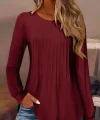 Kadın Uzun Kollu Yuvarlak Yaka Nervürlü Bluz