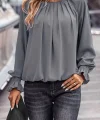 Kadın Uzun Kollu Yuvarlak Yaka önden Büzgülü Sandy Bluz