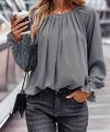 Kadın Uzun Kollu Yuvarlak Yaka önden Büzgülü Sandy Bluz