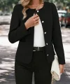 Kadın Uzun Kollu Yuvarlak Yaka önden Düğmeli Kaşe Ceket