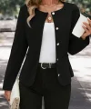 Kadın Uzun Kollu Yuvarlak Yaka önden Düğmeli Kaşe Ceket