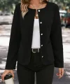 Kadın Uzun Kollu Yuvarlak Yaka önden Düğmeli Kaşe Ceket