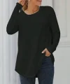 Kadın Uzun Kollu Yuvarlak Yaka Salaş Iki Iplik Bluz