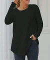Kadın Uzun Kollu Yuvarlak Yaka Salaş Iki Iplik Bluz