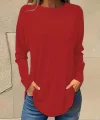 Kadın Uzun Kollu Yuvarlak Yaka Salaş Iki Iplik Bluz