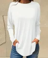 Kadın Uzun Kollu Yuvarlak Yaka Salaş Iki Iplik Bluz