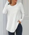 Kadın Uzun Kollu Yuvarlak Yaka Salaş Iki Iplik Bluz