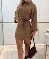 Kadın Uzun Kollu Yuvarlak Yakalı Kısa Triko Elbise