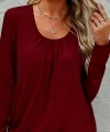 Kadın Uzun Kollu Yuvarlak Yakalı Viskon Bluz