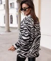 Kadın Uzun Kollu Zebra Desen Süet Krep Oversize Bluz