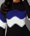 Kadın Uzun Kollu Zigzag Desen Triko Elbise