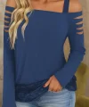 Kadın Uzun Lazer Kesik Detaylı Askılı Viskon Iki Iplik Bluz