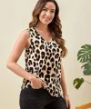 Kadın V Yaka Leopar Baskılı Bluz
