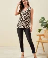 Kadın V Yaka Leopar Baskılı Bluz